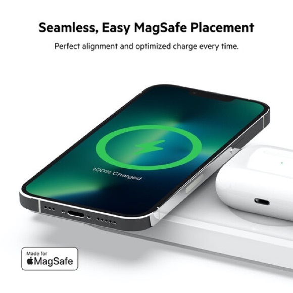 Belkin BoostCharge Pro 3-in-1 White Wireless Charging Pad, MagSafe Charging 15W - Picture 4 of 6